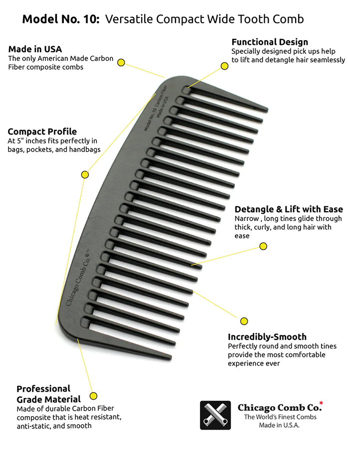 Carbon Fiber #10 Comb (Wide Tooth)